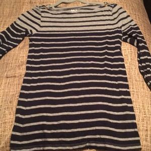 J. Crew. Navy and gray striped long sleeve shirt